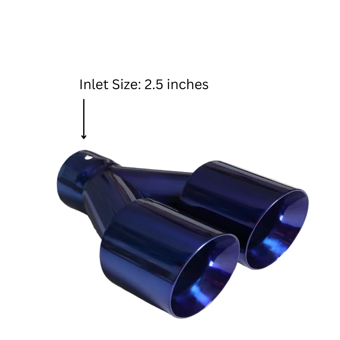 Dual Round Double Wall Slant Cut Tip Powered Coat JDM Blue-ET-025BL